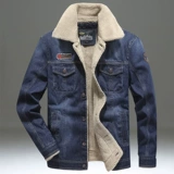 Джинсовая мужская бархатная флисовая куртка, пуховик для отдыха, свободный крой, большой размер, в американском стиле