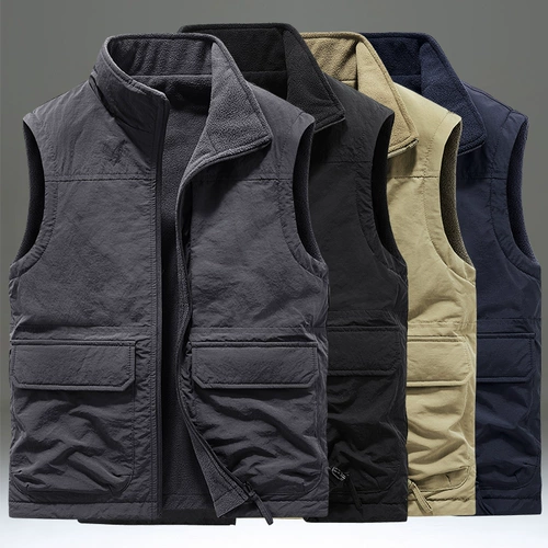 Демисезонный двусторонний утепленный бархатный дорожный жилет для отдыха, бархатная куртка