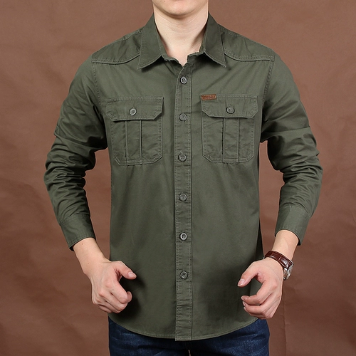 Демисезонный хлопковый лонгслив, весенняя рабочая утепленная рубашка для отдыха, свободный крой