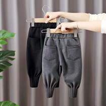 Boys and women plus trousers in autumn and winter dress 2022 new childrens trousers Han version of baby thickened casual pants wear gas