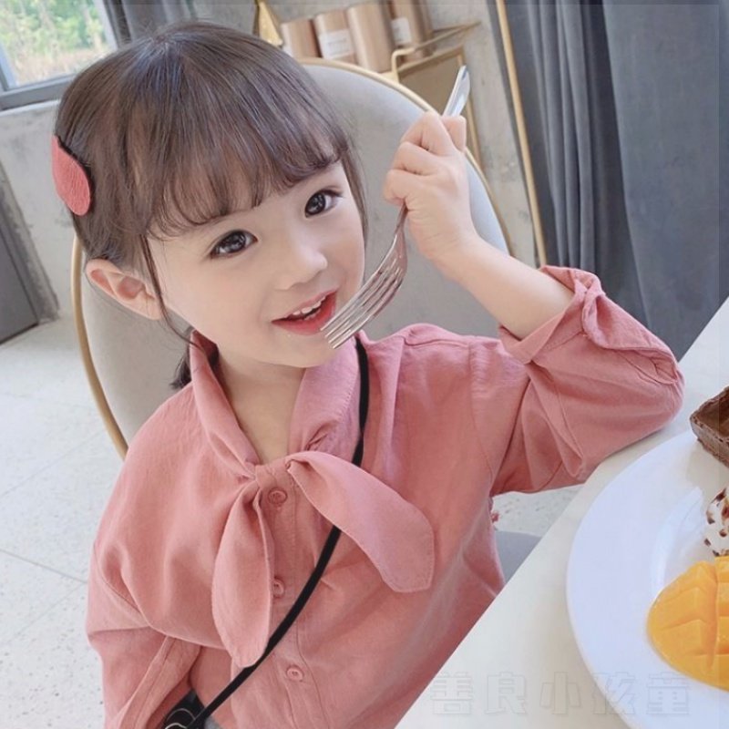 Children's clothing girls' shirts long-sleeved bows 2020 new children's Western style doll shirts girls baby tops trendy