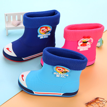Pull back children rain shoes Boy girl cartoon children galoshes Student rain boots baby autumn and winter warm water shoes 2215