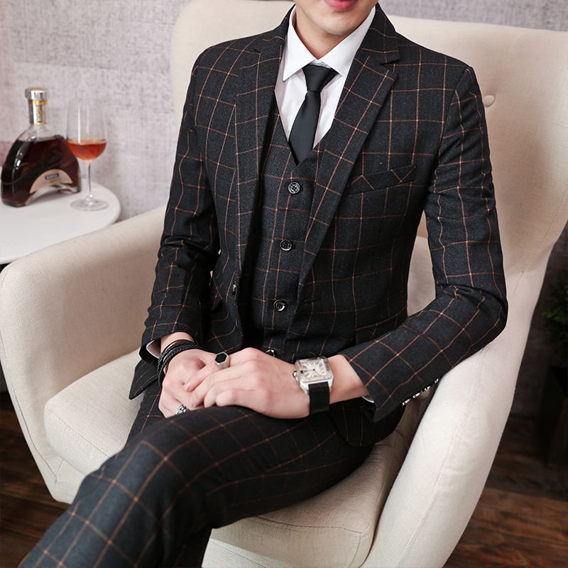 New suit male British style Korean version slim suit Business casual Wedding suit dress small size men's fashion