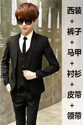 Suit suit Men's three-piece business professional small suit Youth Korean slim best man groom wedding dress