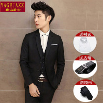 Suit suit mens three-piece summer Korean slim suit professional dress groom wedding dress