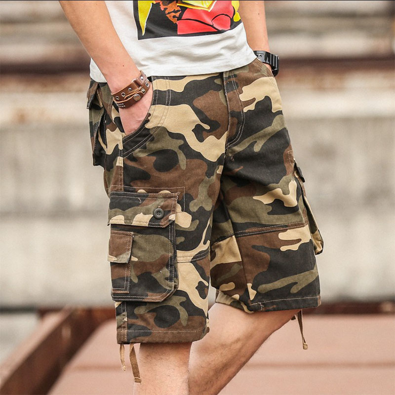 Summer Camouflak Pants Men Shorts Casual Pure Cotton Wear 5 Pants Workwear Pants 70% Loose Multi-Pocket Tide-Taobao