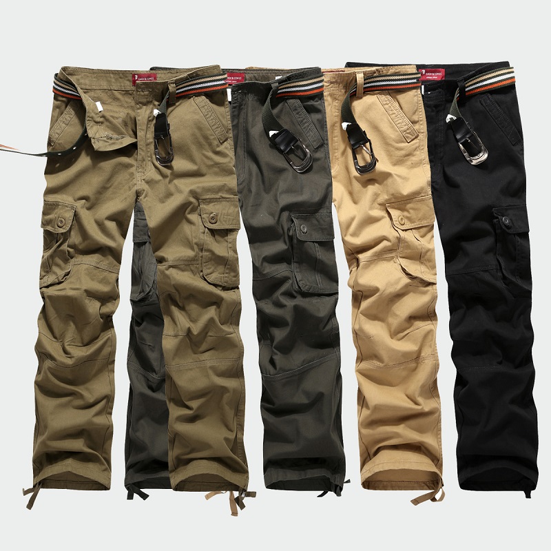 Full cotton multi-pocket tooling long pants sports pants for men loose large code wear and increase code skateboard casual pants horse pants-Taobao