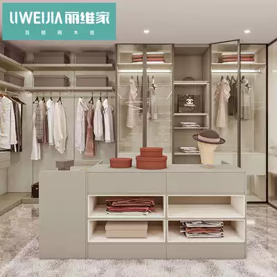 Liwei home custom wardrobe whole bedroom light luxury walk-in cloakroom cabinet combination wardrobe customization