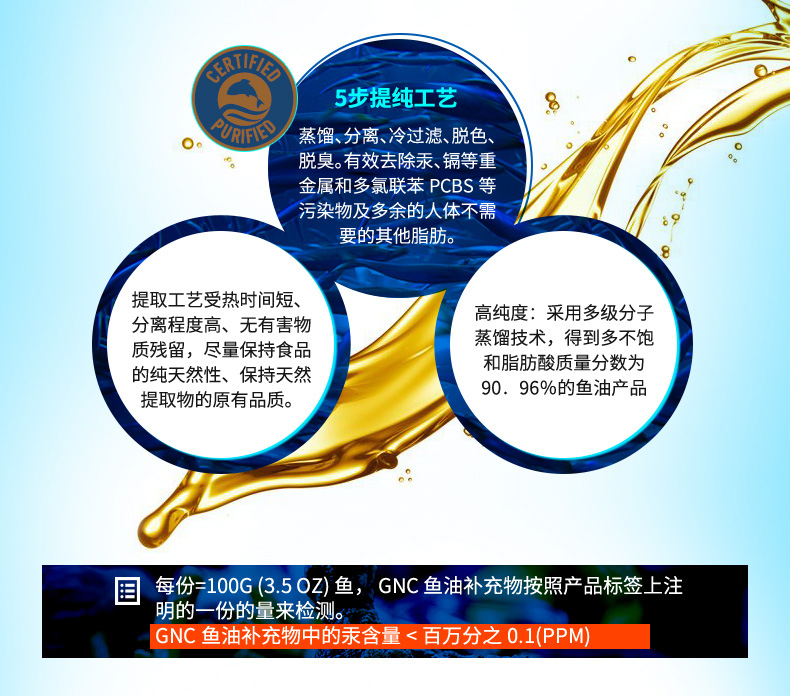 GNC 健安喜 三倍效力高浓缩深海鱼油迷你胶囊 120粒 图4
