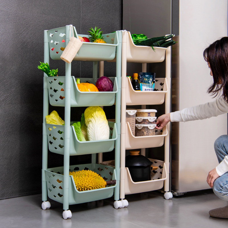 Kitchen vegetable shelf floor multi-layer vegetable basket supplies household storage complete mobile vegetable shelf storage basket