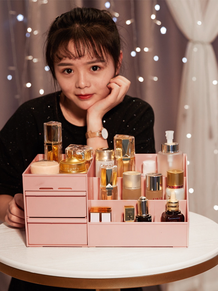 Cosmetics storage box with drawer Household multi-functional bedroom dormitory desktop dust-proof shelf Simple large capacity