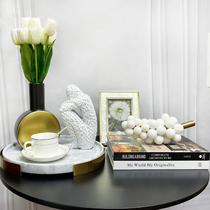 Modern template room furnished living room desk with design creative soft decoration tray complete display combination