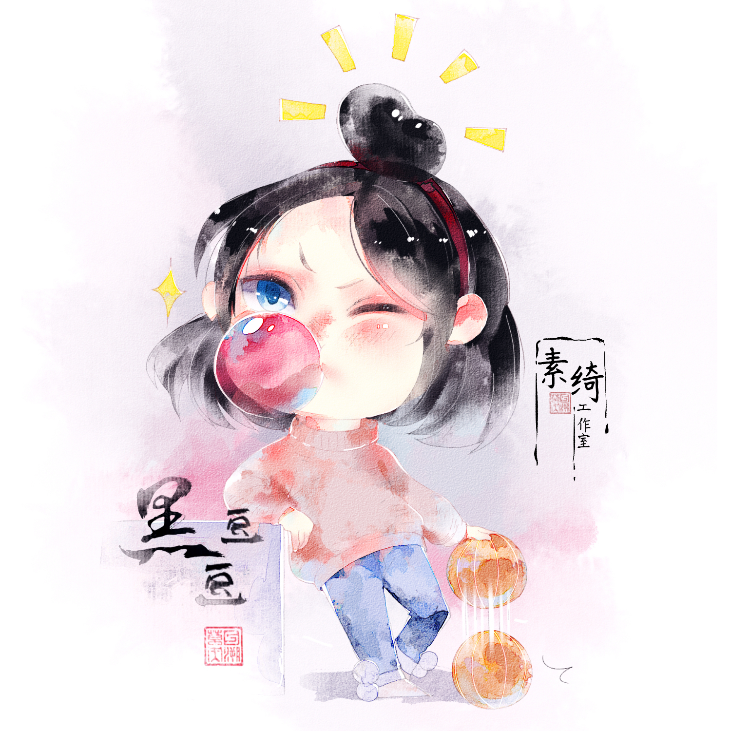 Q version hand-painted avatar graduation custom comic cartoon watercolor ancient style real photo couple wedding birthday diy