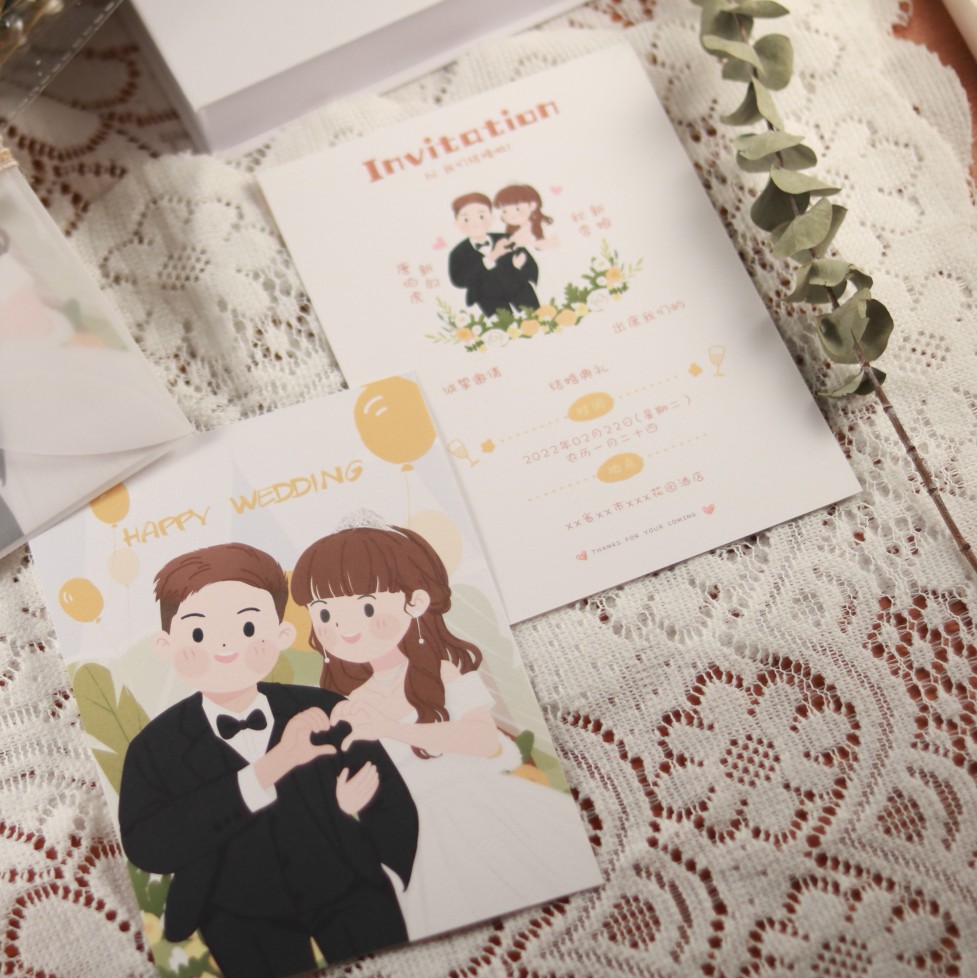 Invitations, wedding invitations, wedding invitations, hand-painted pearl paper postcards, watercolor creative printing, printing custom invitations