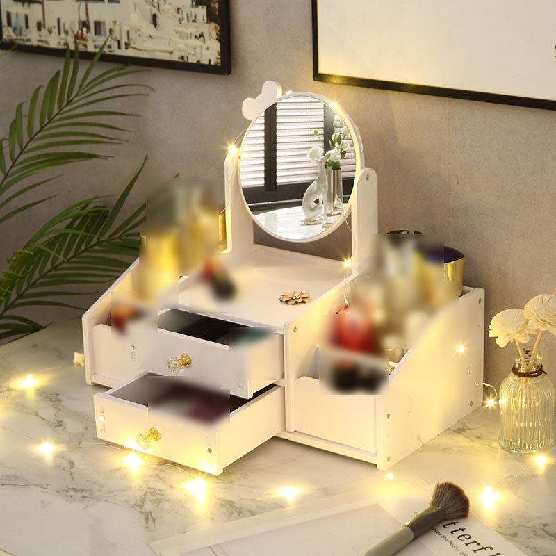 Mirror Makeup Mirror in Wind Desktop with Red Beauty Makeup Girls Dormitory Students Home Dressing Mirror