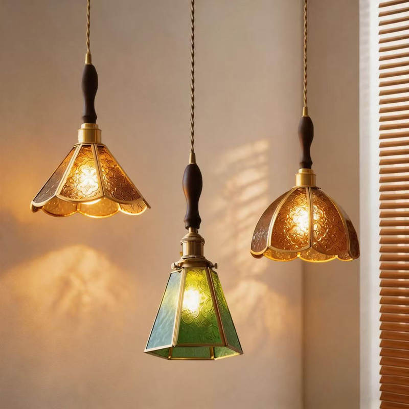 French Mid-Century Style Bedroom Bedside Small Chandelier, Dining Room Entrance Light, Retro Corridor Aisle Bar Glass Pendant Light