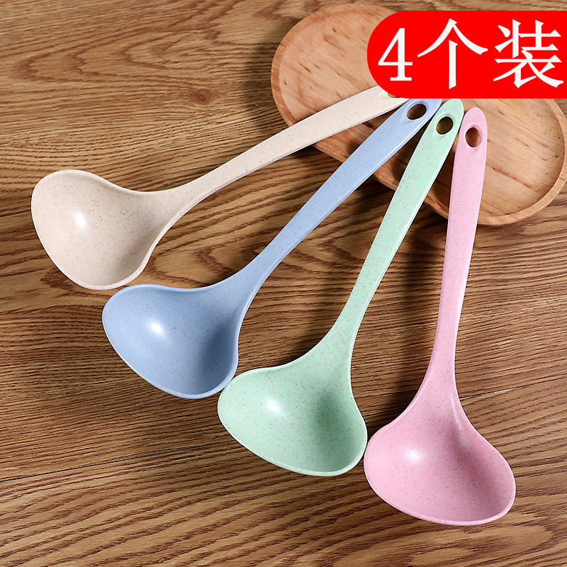 4 long handle household plastic soup spoon wheat straw porridge large soup kitchen than wood does not hurt the pot large spoon