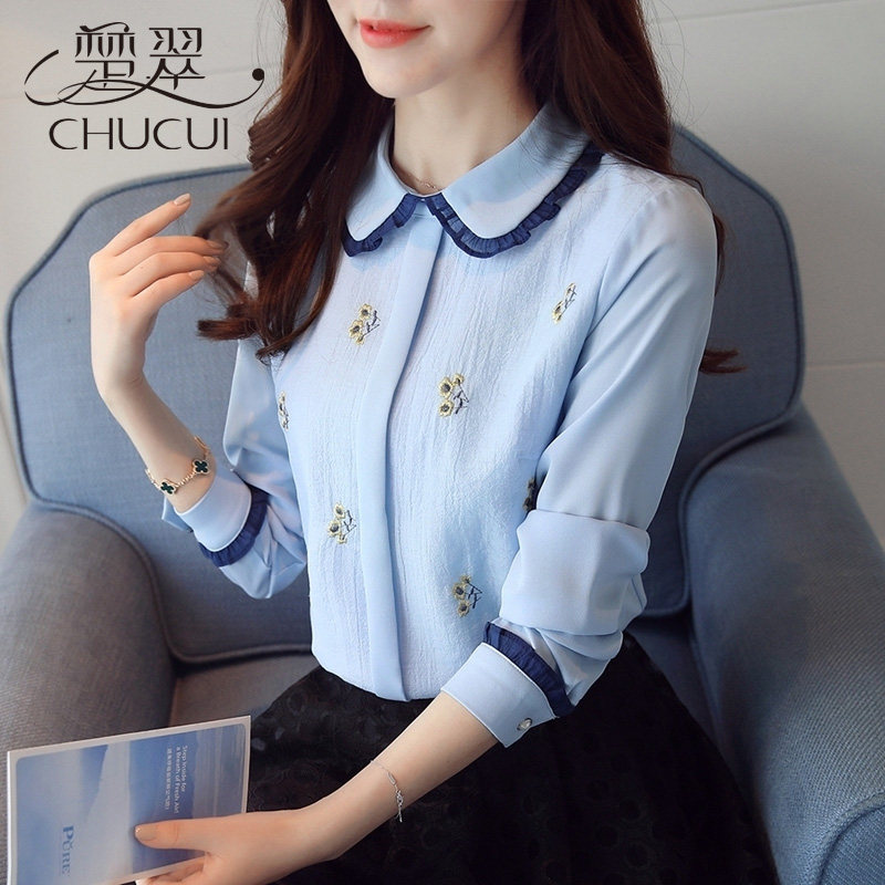 Autumn chiffon shirts, autumn women's clothing, 2022 new western style long-sleeved tops, western style bottoming shirts, all-match fashion