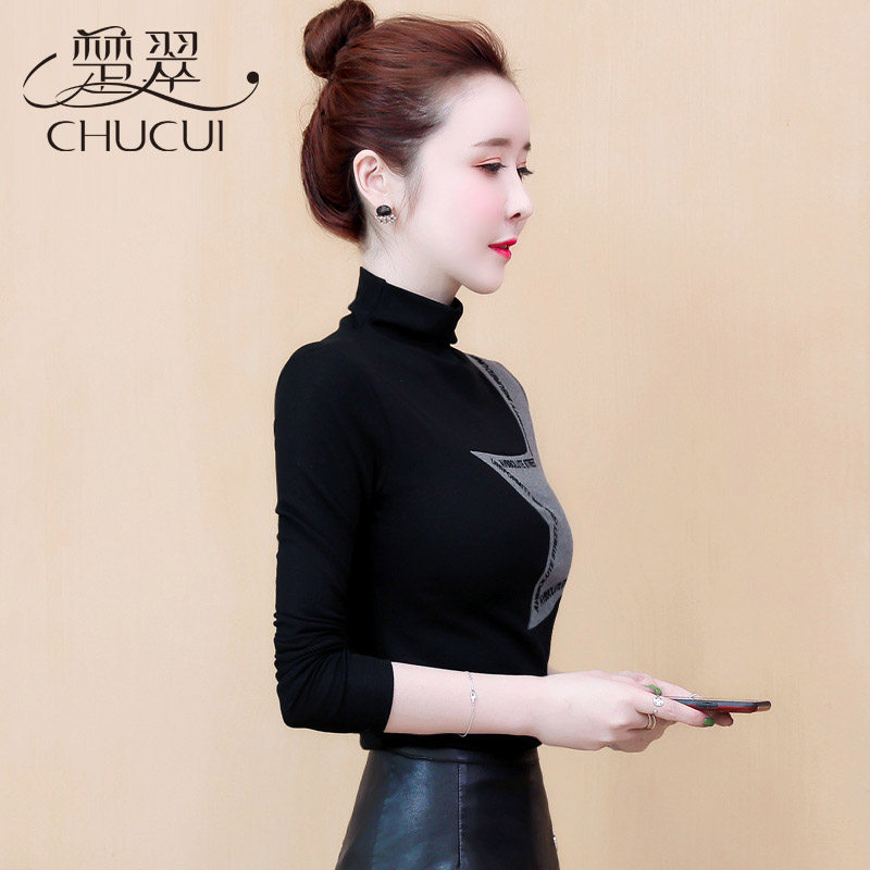 Half turtleneck plus velvet bottoming shirt women's autumn and winter 2022 new trendy style with long-sleeved shirts chic high-end tops