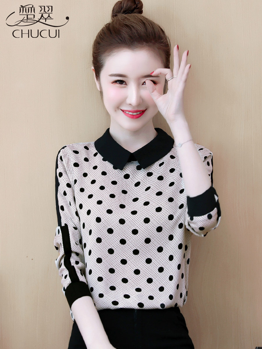 Chiffon shirt women's long-sleeved autumn clothes 2022 new trendy doll collar all-match inner shirt Western style autumn top