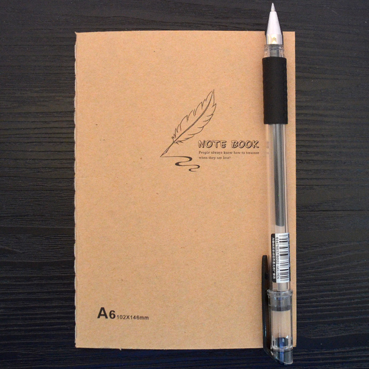 A6 car line notebook kraft paper horizontal line diary retro simple notebook business notepad