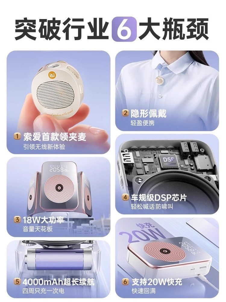 Sony Ericsson S350 Wireless Lavalier Microphone for Teachers, Dedicated Amplifier for Lectures, Microphone Speaker