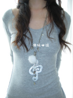 Angel playing musical note wings leather necklace Multi-purpose leather sweater hanging chain jewelry Original design musical note shape necklace Unisex multi-color necklace jewelry