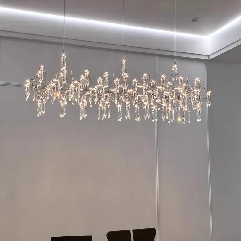 Light Luxury Crystal Chandelier Restaurant Lamp Designer Model House Art Villa Commercial Front Desk Bar Counter Linear Light Light Luxury Crystal Chandelier Restaurant Lamp Designer Model House Art Villa Commercial Front Desk Bar Counter Linear Light