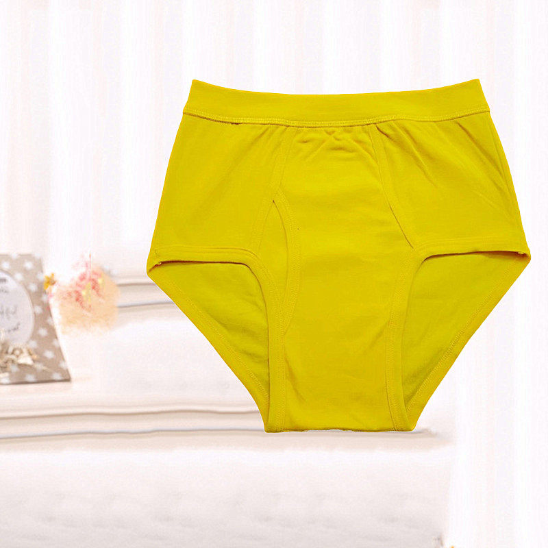 Men's golden yellow cotton briefs middle-aged and elderly high-waisted open crotch deep natal year every nine dad tiger year high quality