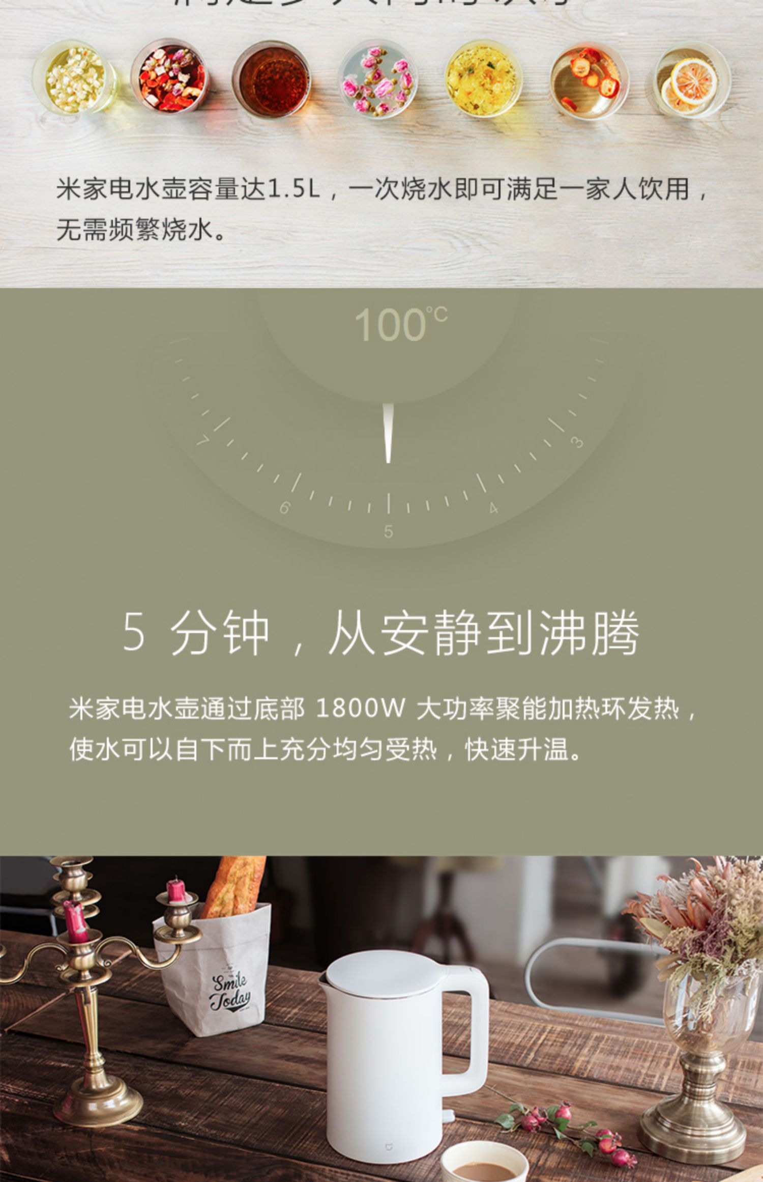bình nấu nước Millet MIJIA / 米 Thiết bị đo ấm đun nước gia dụng công suất lớn bằng thép không gỉ tự động tắt bình cách nhiệt - ấm đun nước điện ấm siêu tốc điện máy xanh