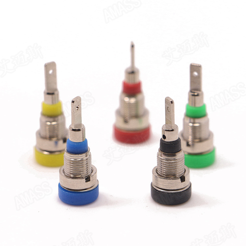 Eimais 2mm panel socket welding or 2 8 inserts post head PA plastic shell pure copper plated nickel AMASS