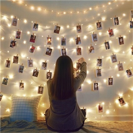 Twine photo clip Gift light bulb Starry sky decorative net Proposal twine photo album Plug-in bed photo clip