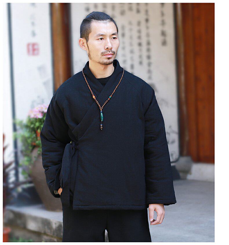 китайский костюм 中国风男装冬季汉服棉衣男士唐装棉袄古风中式棉服加厚棉麻茶禅服