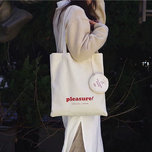 Универсальный двусторонний тканевый мешок на одно плечо, шоппер, свежая сумка, в корейском стиле