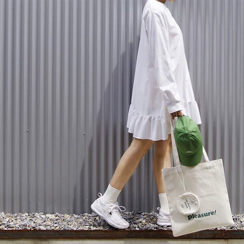 Универсальный двусторонний тканевый мешок на одно плечо, шоппер, свежая сумка, в корейском стиле