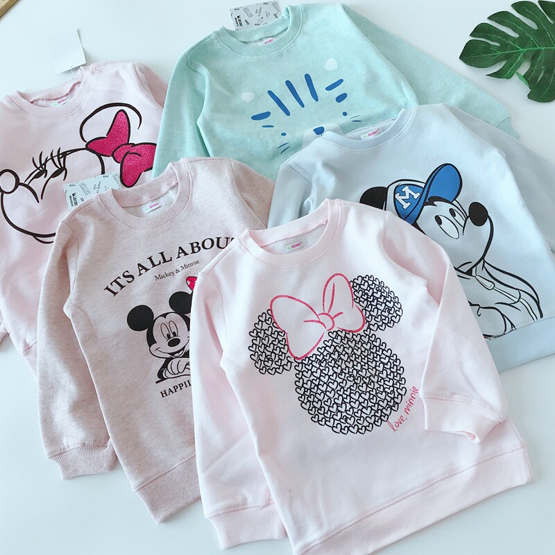 Foreign trade autumn and winter models plus velvet thin velvet pullover long-sleeved casual tops top cartoon cute boys and girls 110-140