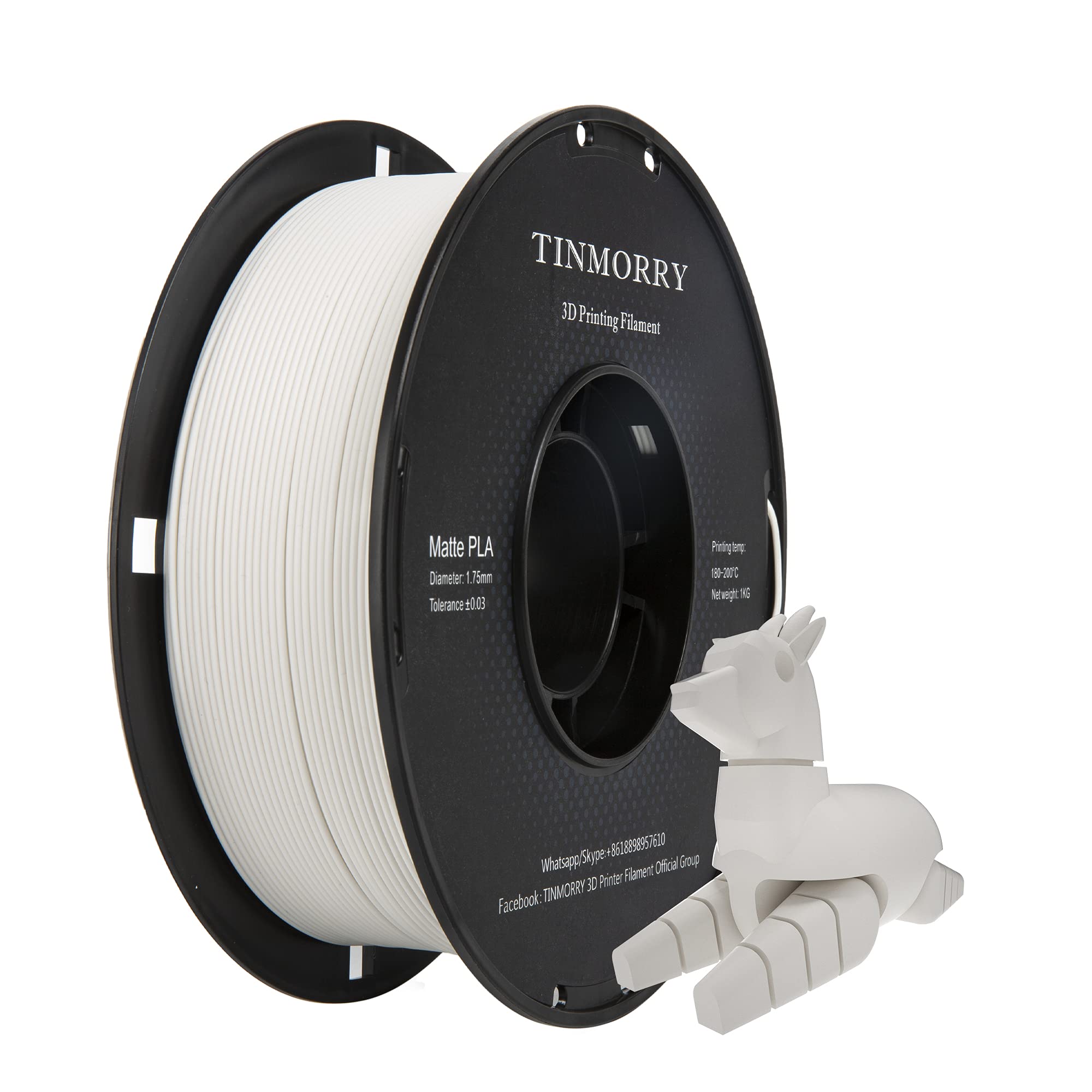 Tinmorry PLAマットFDM 3Dプリンターフィラメント1.75mm、環境に優しい新設計、高速印刷、1kg