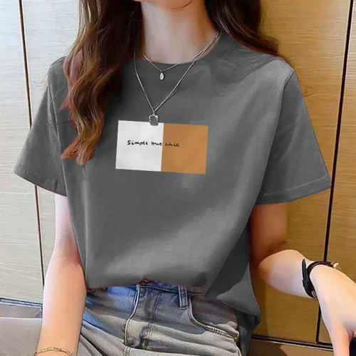 Сиреневая летняя хлопковая белая футболка для школьников, свободный крой