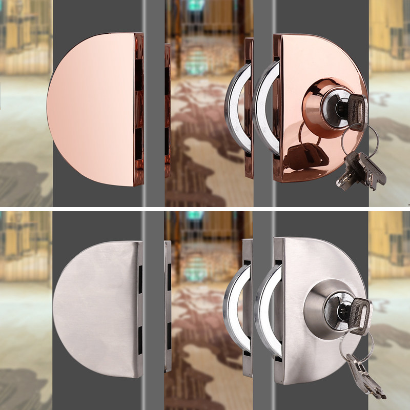 Framed glass door lock Framed aluminum alloy door push-pull door lock Stainless steel rose gold black titanium alloy wood door lock
