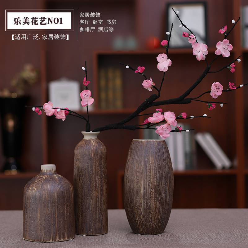 Retro Chinese ceramic vase suit swinging piece modern minimalist living-room TV cabinet table flower insert and decoration