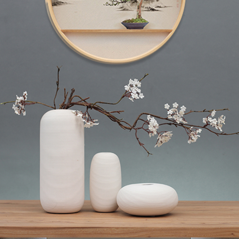 Modern minimalist white thread ceramic vase swinging piece New Chinese living room floral floral home soft adornment