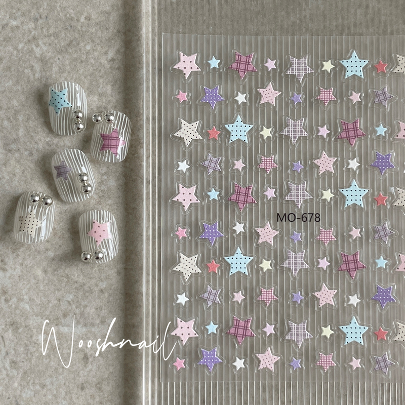 Woosh Nail Nail Art Stickers Polka Dots Stars Plaid Grid Ins Niche Korean Style Materials