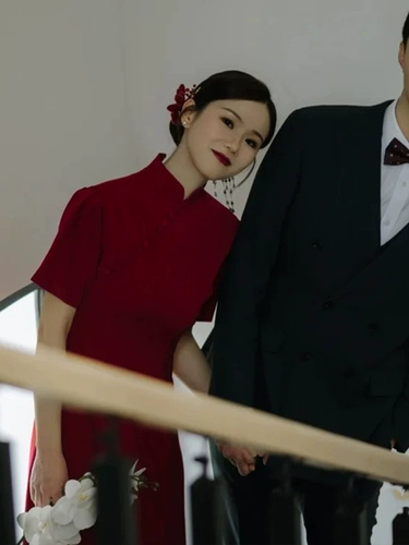 Вечернее платье, ципао для невесты, бордовое ретро свадебное платье, подходит для подростков