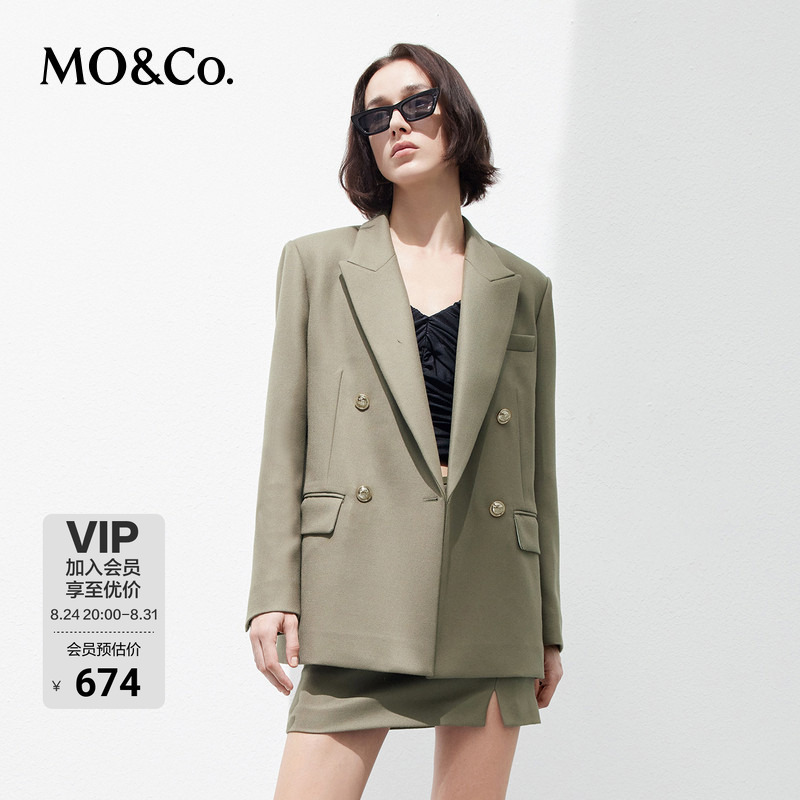【Moco Outlet】Suit Jacket for Spring and Autumn, Vintage Notch Lapel, Padded Shoulders, Oversized Woolen Casual Commuter Coat