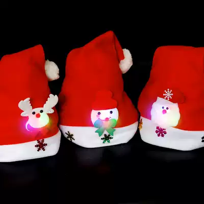 Festival show light Christmas hat children with lights flash old elk head snowman adult kindergarten activity gift