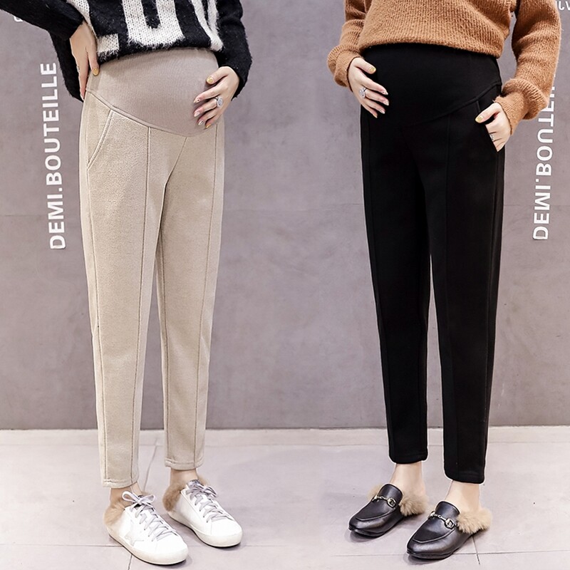 Maternity pants Winter thickened velvet fashion outside wear wool pants Maternity clothes inside pants Autumn and winter autumn pants
