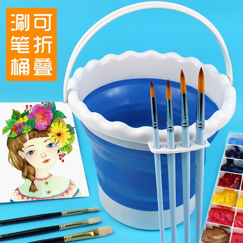 多索多西 Складной силиконовый универсальный стаканчик для мытья кистей, регулируемое художественное ведро, портативный держатель для ручек, акварель, гуашь, пигментированный акрил, многоцветная раскраска