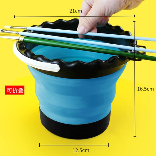 Круглый квадратный черный складной силиконовый универсальный стаканчик для мытья кистей, регулируемое художественное ведро, портативный держатель для ручек, акварель, гуашь, пигментированный акрил