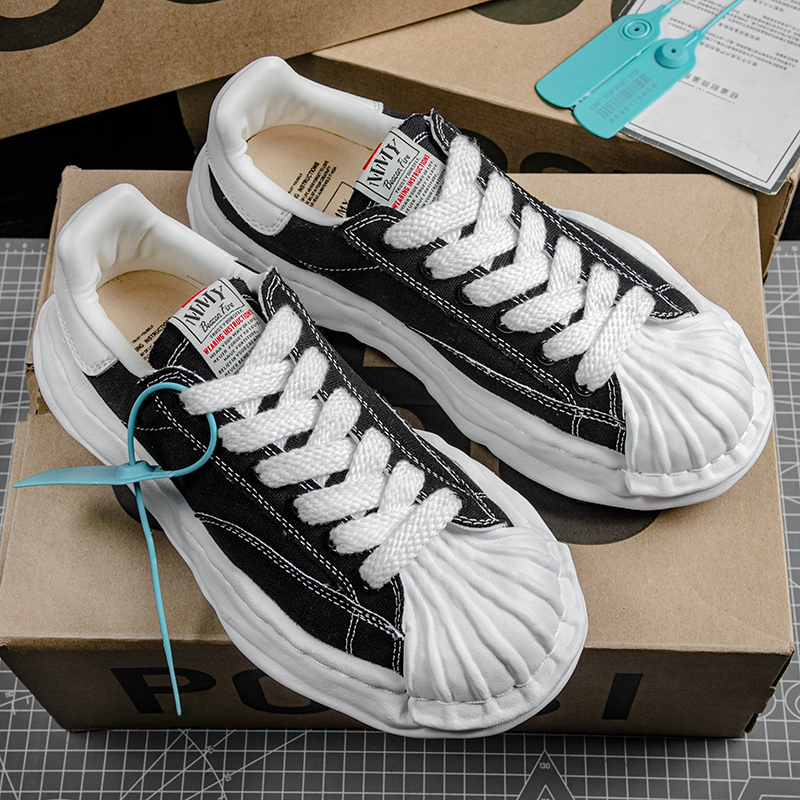 2025 New Winter Issey Miyake Shell Toe Dissolving Shoes for Men ins Style Canvas Shoes Retro Sneakers for Men