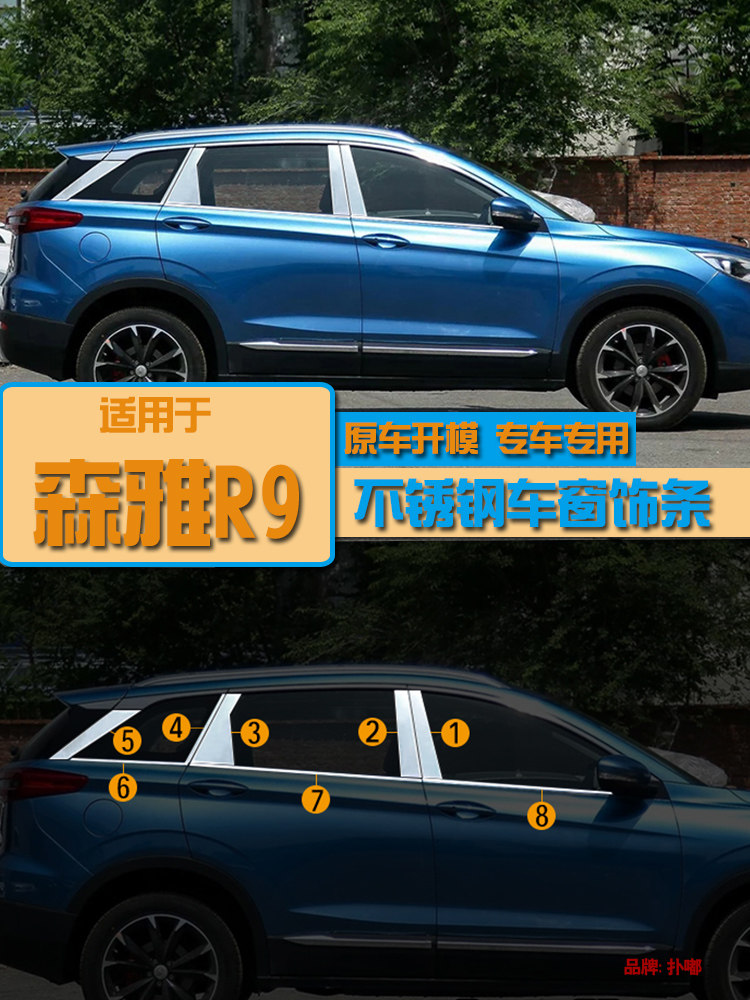 Suitable for Senja R9 window accessories Stainless Steel Door Side Strips Automotive Supplies Retrofit Special Accessories Body Accessories